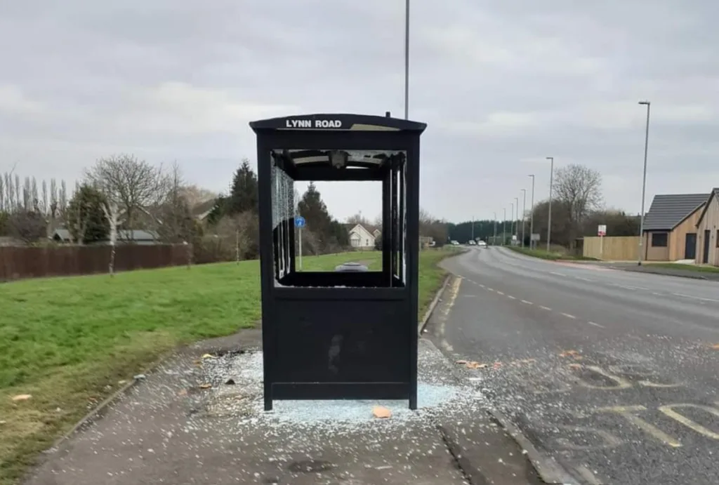 Children sought after Wisbech bus shelter vandalised