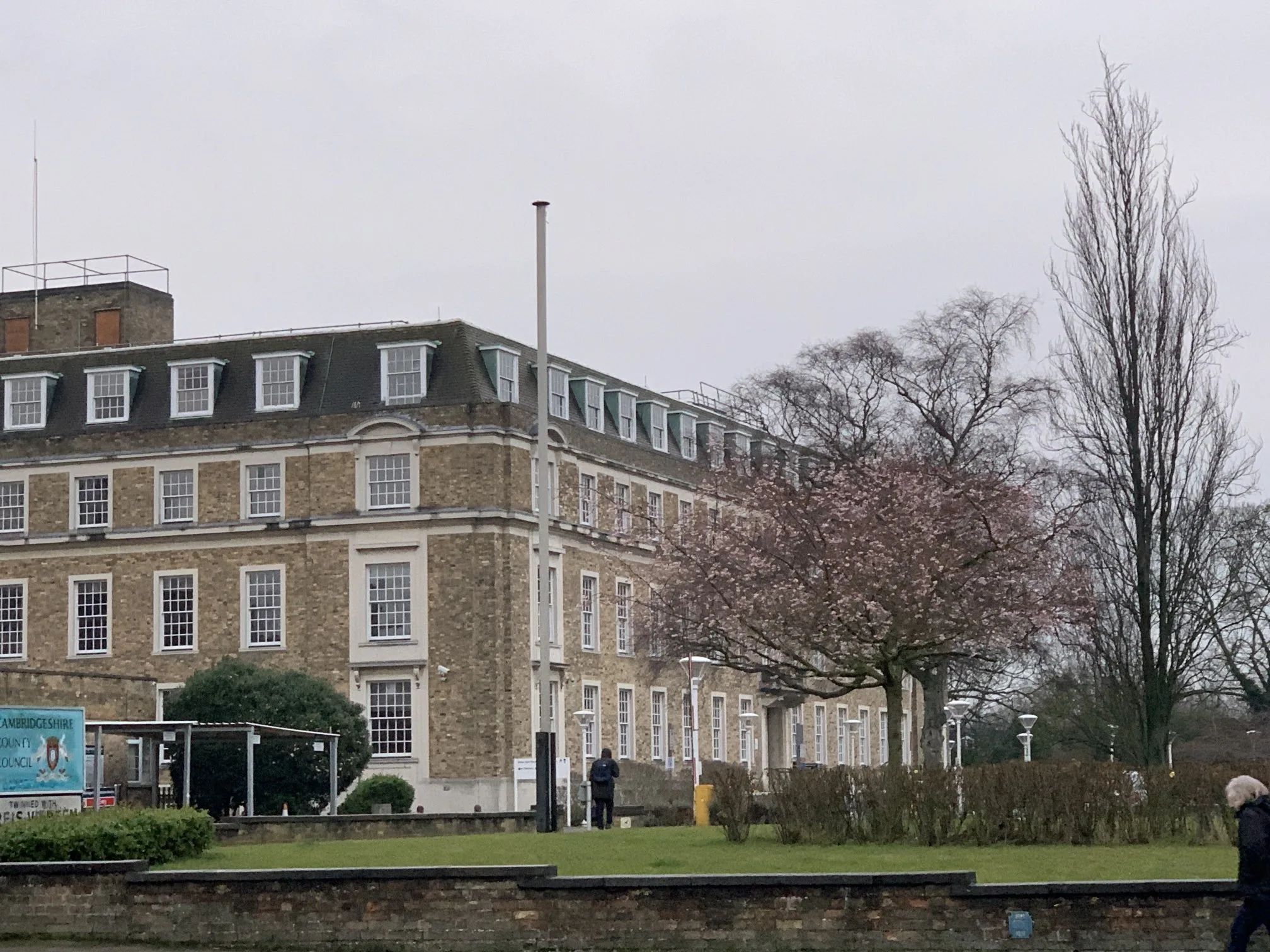 Opposition leader Steve Count on the future of Shire Hall, Cambridge: ““Cambridgeshire County Council is currently paying £95,000 a year to safeguard shire hall, until its handed over to developer. How long for?”