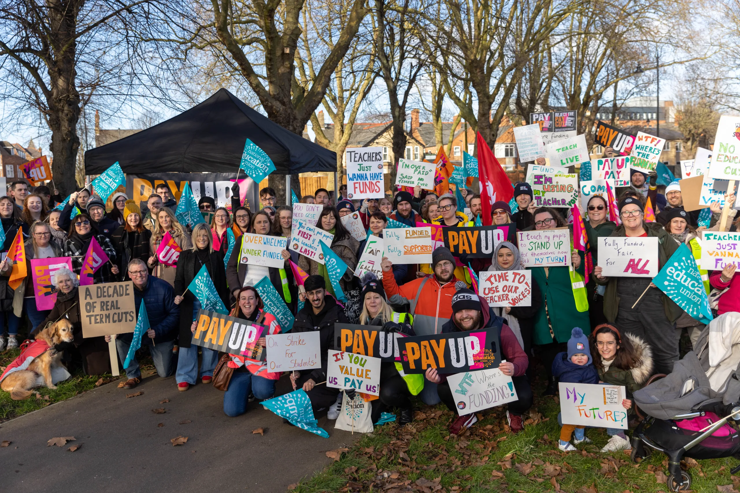 Day of protest by Peterborough teachers who joined a march to protest about pay and conditions; other unions and supporters joined them. PHOTO: Terry Harris