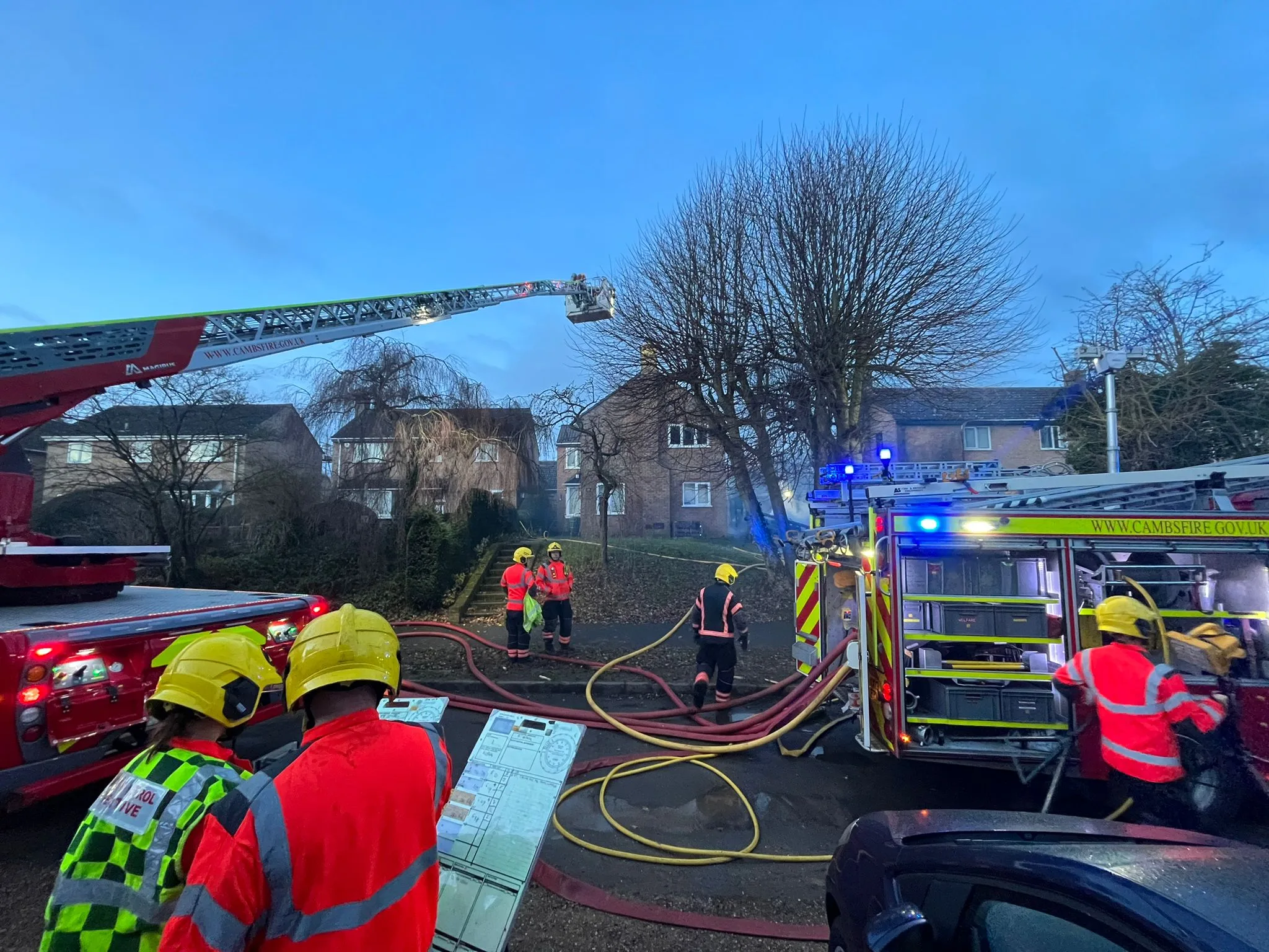 Fire crews at the scene of a blaze in Caxton Road, Bourn, near Cambourne on Saturday. No one was injured.