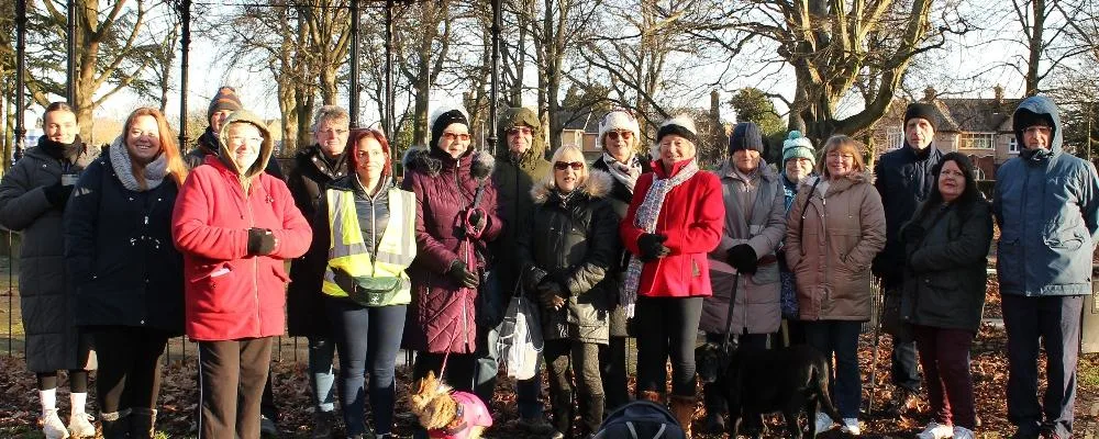 Walk leader Dee (in fluorescent vest) about to set off on a recent Wisbech Wellbeing Walk with her group