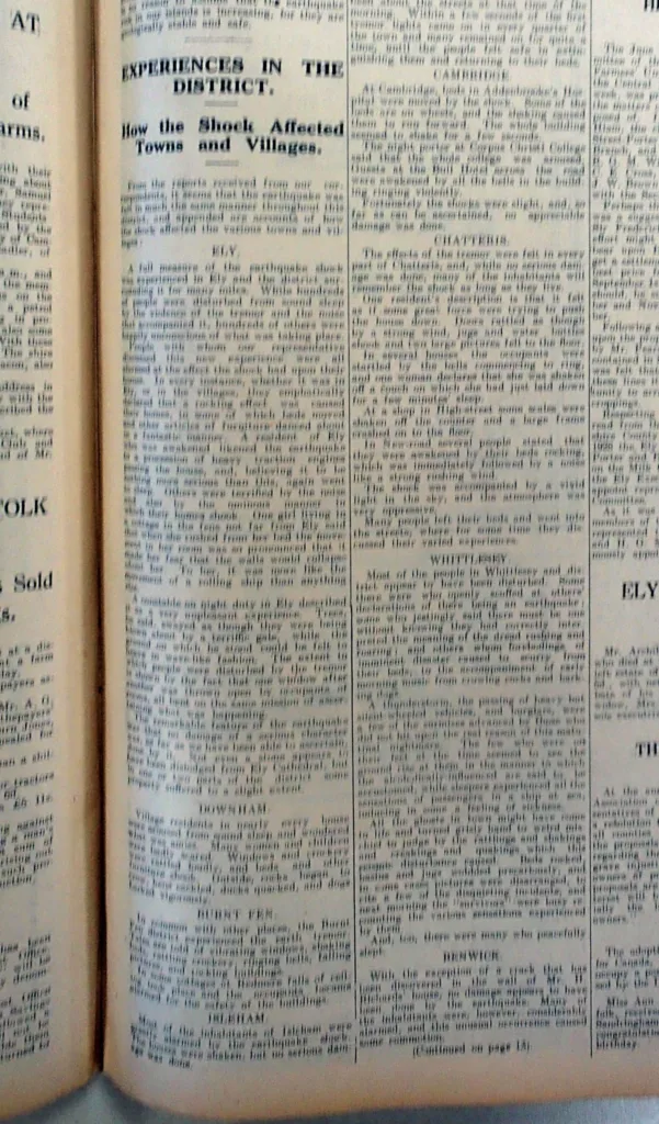 In the 20th century local newspapers played their part in reporting on earthquakes. RESEARCH: Mike Petty