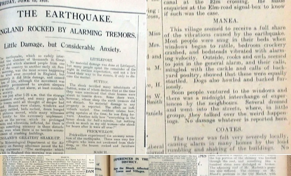 In the 20th century local newspapers played their part in reporting on earthquakes. RESEARCH: Mike Petty