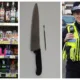 Photos from Peterborough police of their spot checks on off licences and shops in Woodston and Fletton. They took away a knife found next to a till in one of the shops.