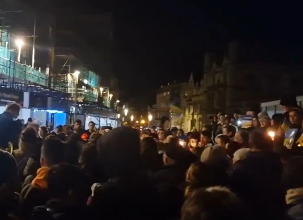 A large crowd gathered at a vigil in Cambridge last night to #StandWithUkraine on the anniversary of the full-scale Russian invasion of Ukraine.