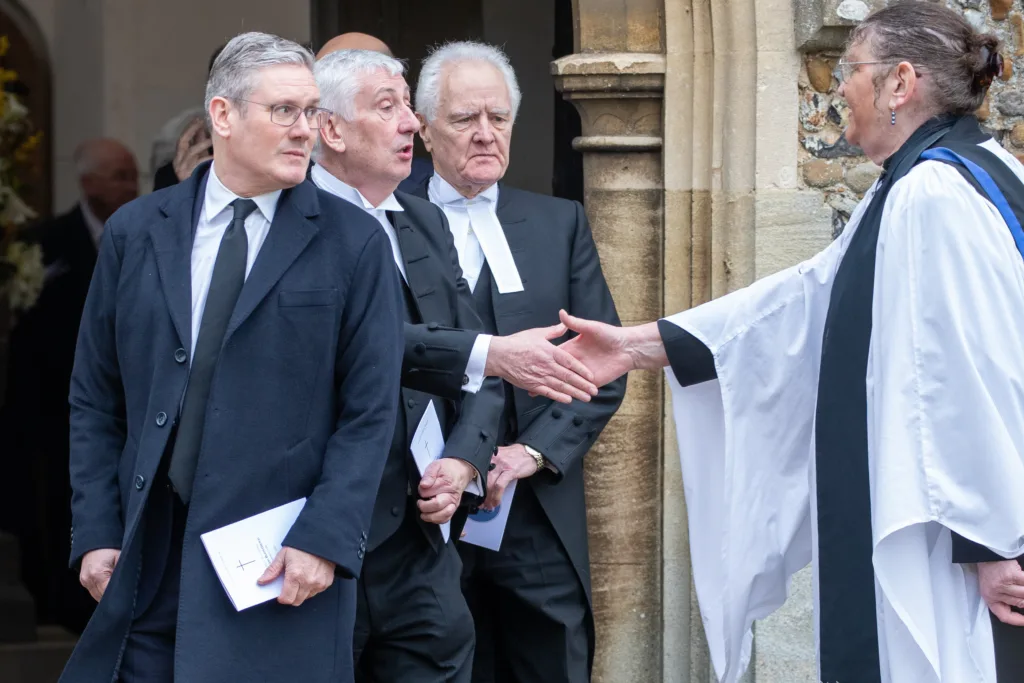 The funeral of former House of Commons Speaker Betty Boothroyd took place in St George's Church in Thriplow; mourners included Prime Minister Rishi Sunak. PHOTO: Bavmedia