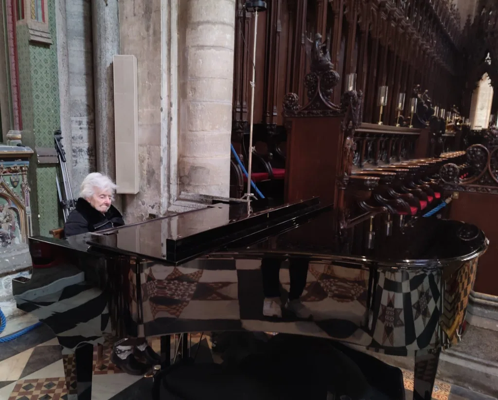 Hilton Park Care Home at Bottisham arranged for their resident, Betty, to visit Ely cathedral and to play, once more, the grand piano. 