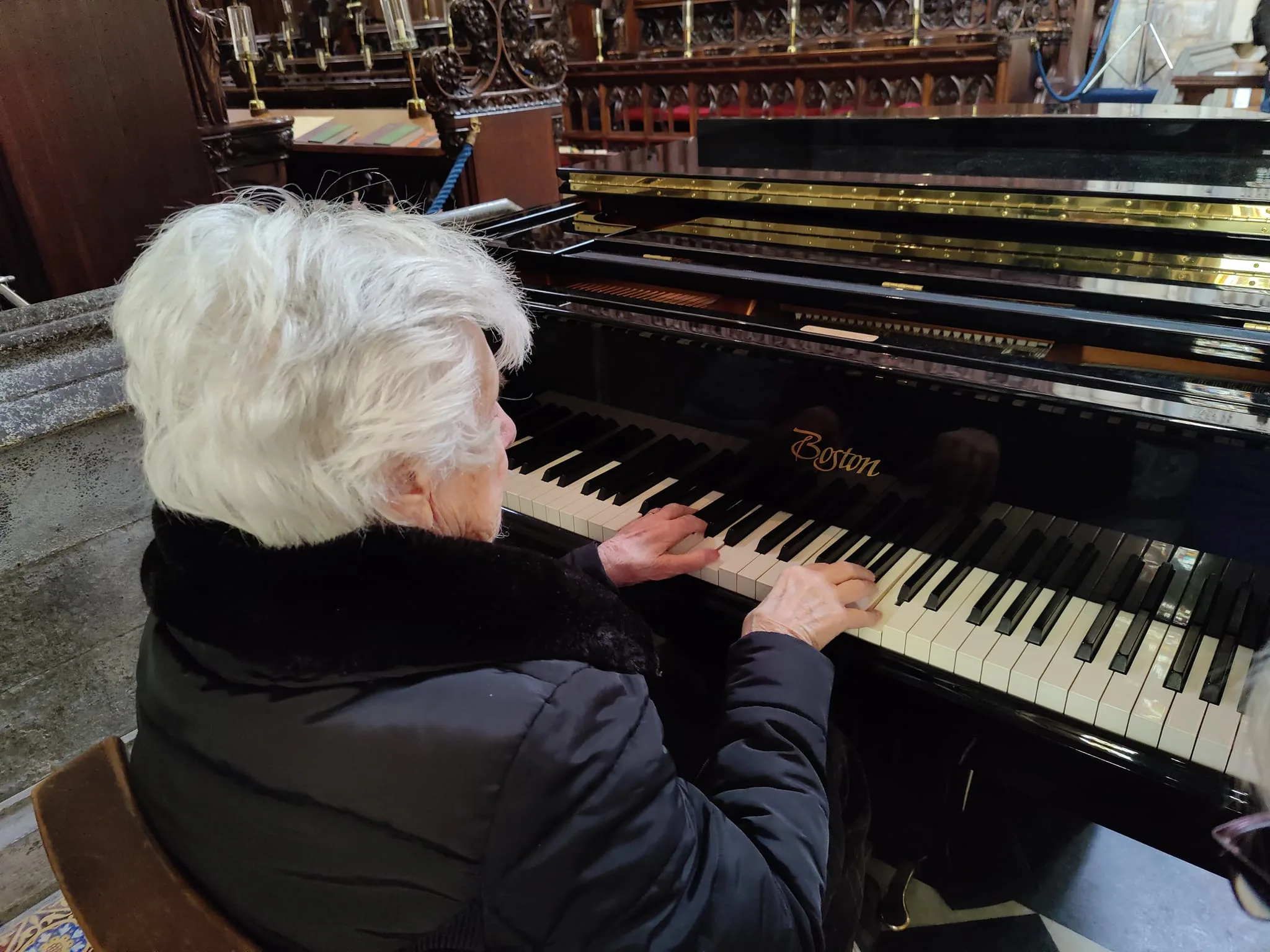 Hilton Park Care Home at Bottisham arranged for their resident, Betty, to visit Ely cathedral and to play, once more, the grand piano.