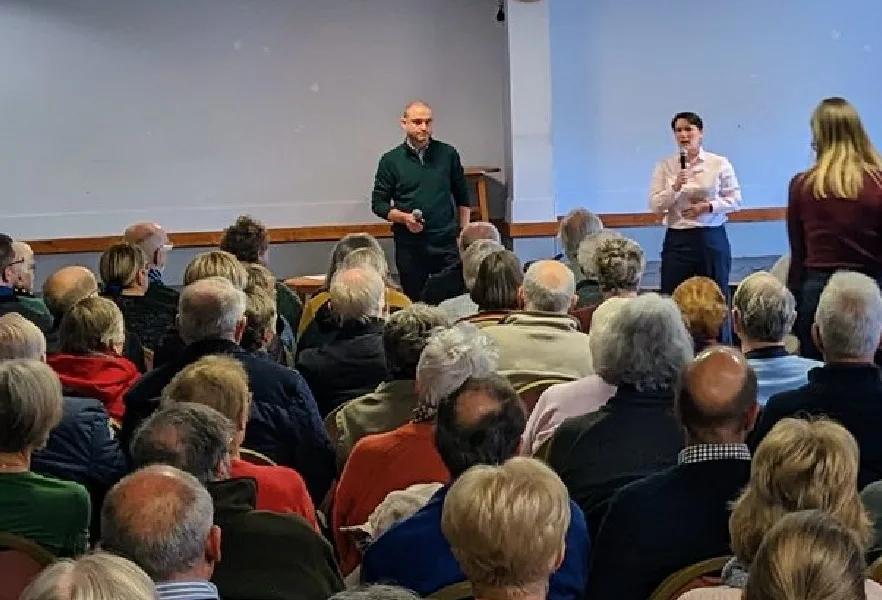 Local councillor Mark Inskip tweeted: “A packed daytime meeting in Sutton to hear from Cambridgeshire and Peterborough ICS (Integrated Care System) about the loss of the GP surgery in Sutton. PHOTO: Mark Inskip