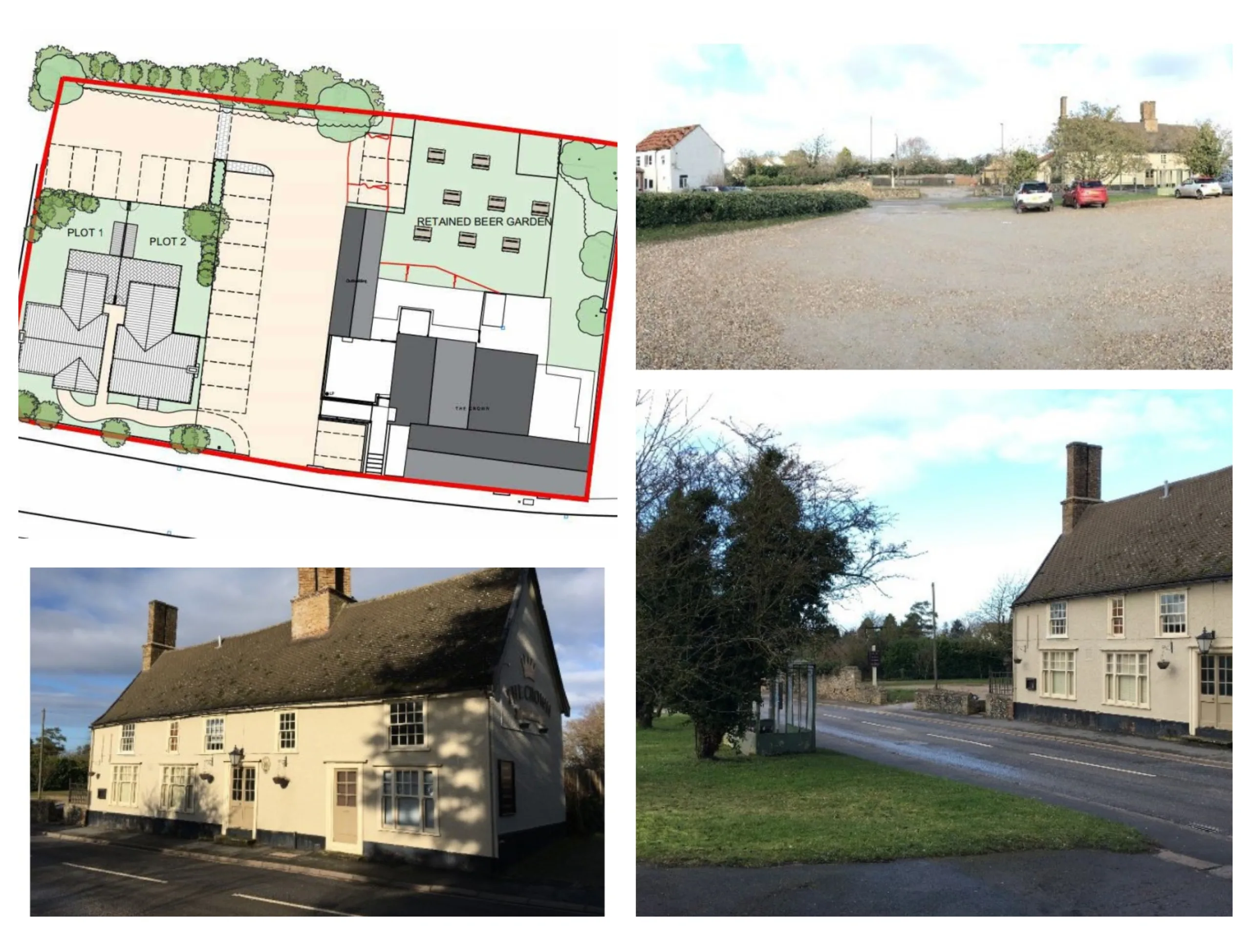 The Crown Inn at Fordham was a public house until recently but planning permission was granted for a change of use to an Indian restaurant in February 2021. Now the owners have won the right to build two homes within the car park.