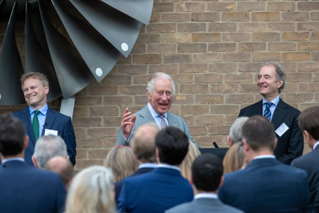 King Charles III at his first official engagement since the Coronation as he opened a new national Centre for Propulsion and Power at the Whittle Laboratory at the University of Cambridge on Tuesday. PHOTO: Bav Media 