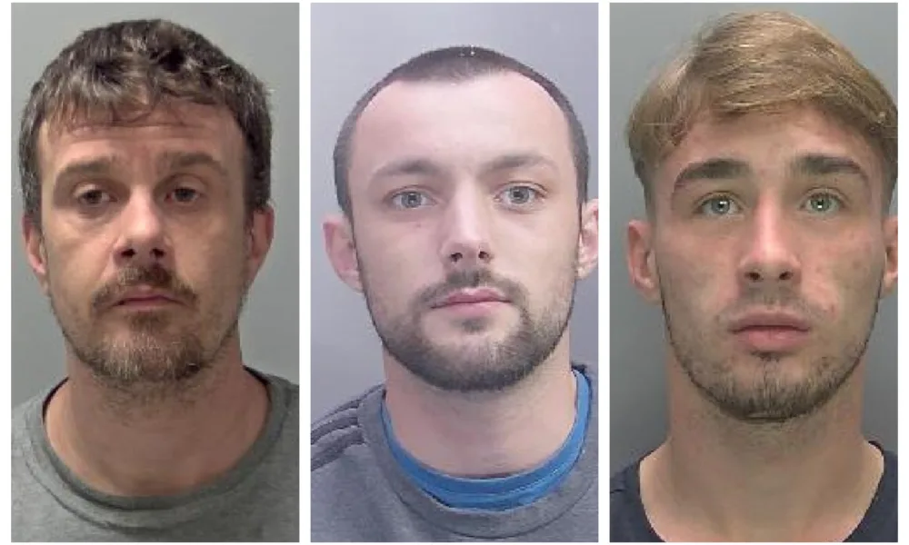 Three jailed for street fight in Cambridge that happened four years ago: From left: Gordon Lee Gulliford, Jimmy Willett, and Tommy Lee Gulliford