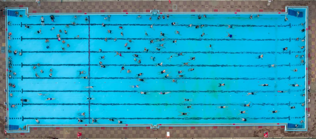 Over 200 swimmers rise early for the 4:30am Summer Solstice Sunrise to take a swim in the city’s Lido Pool,City Lido, Peterborough Wednesday 21 June 2023. Picture by Terry Harris.