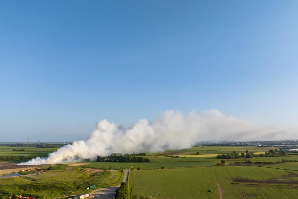 Four fire crews and a water carrier are currently at the scene of the fire in Eyebury Road. PHOTO: Terry Harris 