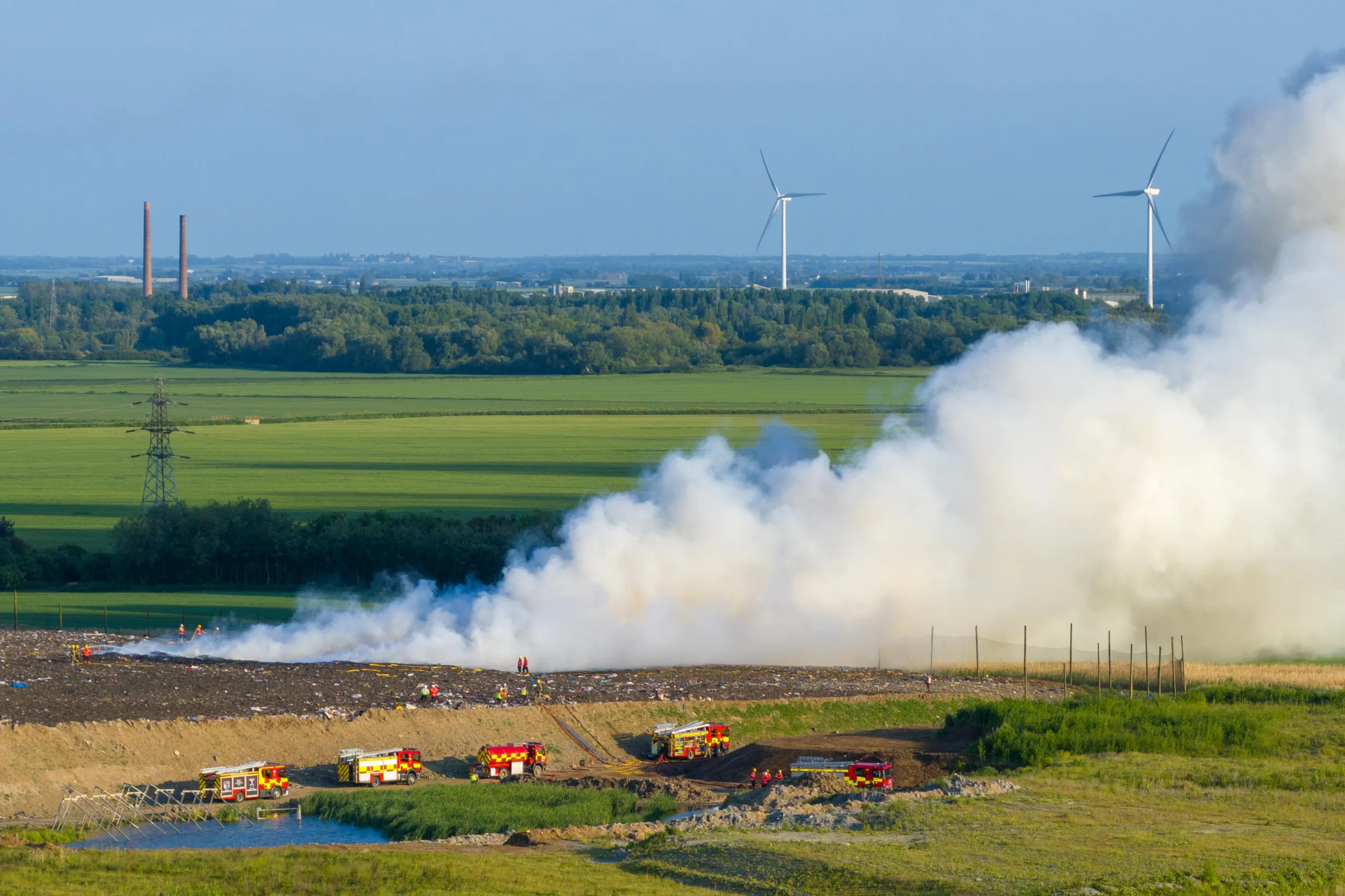 Four fire crews and a water carrier are currently at the scene of the fire in Eyebury Road. PHOTO: Terry Harris