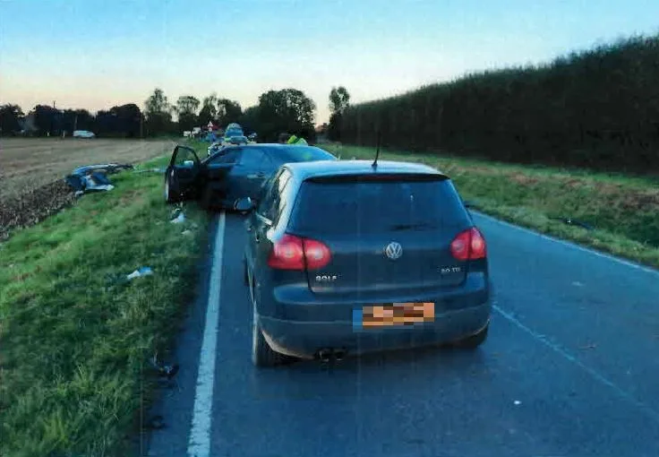 Povilas Petrosevicius caused the Mercedes to spin, come off the road and land in a water-filled ditch. Petrosevicius’ car ended up facing the wrong way on the carriageway. PHOTO: Cambs Police