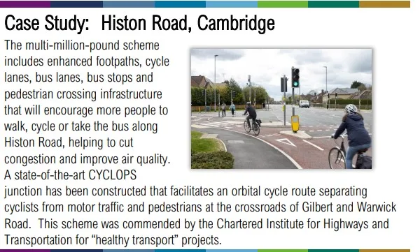 Case study used in the Local Transport and Connectivity Plan (LTCP) which Mayor Dr Nik Johnson says “sets the vision, goals, objectives, strategies, and policies to help make transport in Cambridgeshire and Peterborough better, faster, safer, more reliable, and less polluting”.