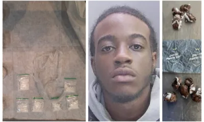 Drug dealer Shamar Williams with the drugs police found at a Peterborough house.