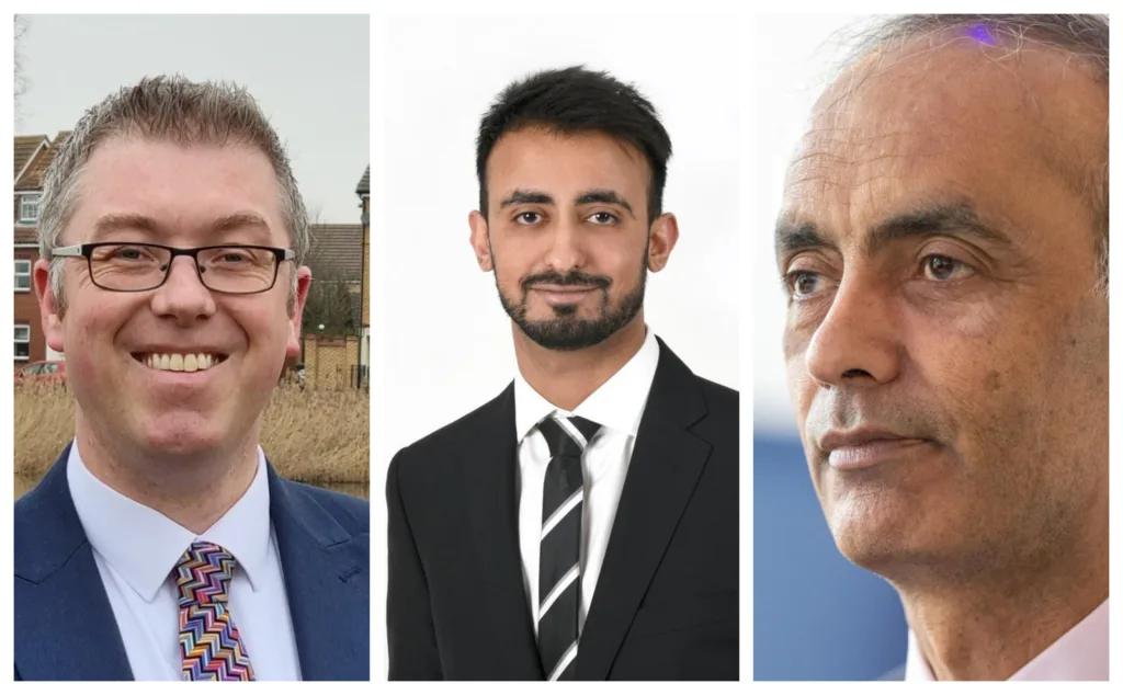 Three councillors quit Conservative group on Peterborough City Council amid bullying allegations. From left: John Howard, Saqib Farooq and Mohammed Farooq