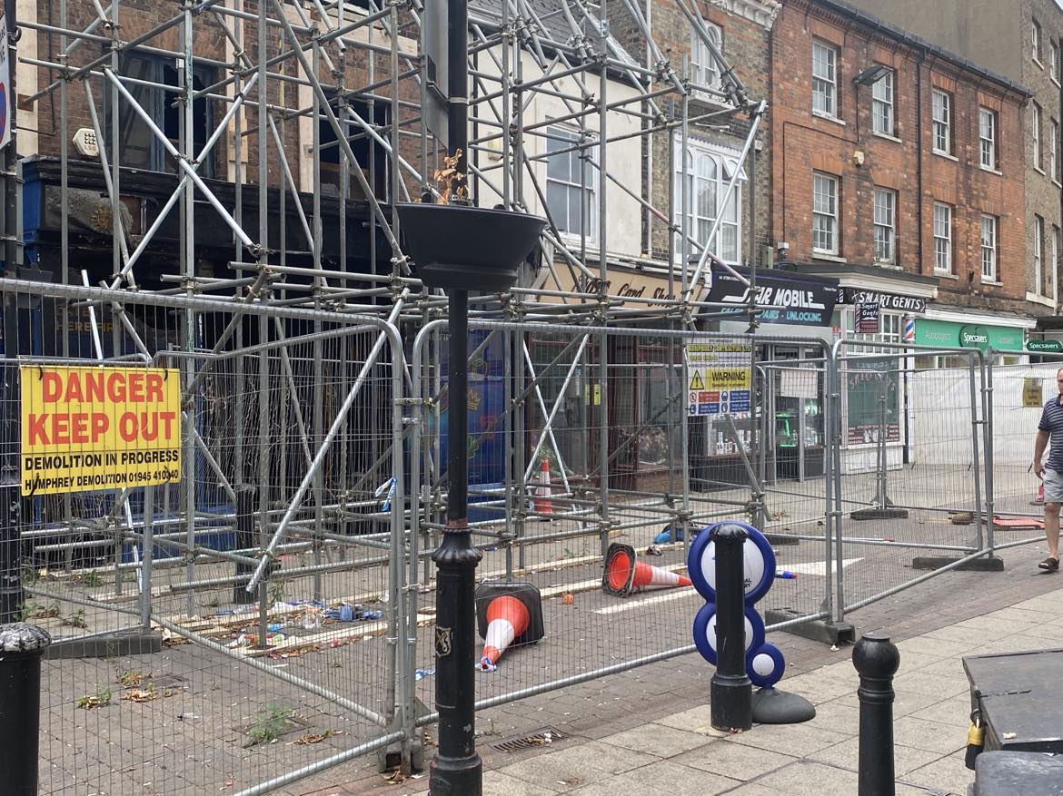 An application to demolish what is left of 5 Market Place Wisbech is before Fenland District Council. It was destroyed by fire more than a year ago.