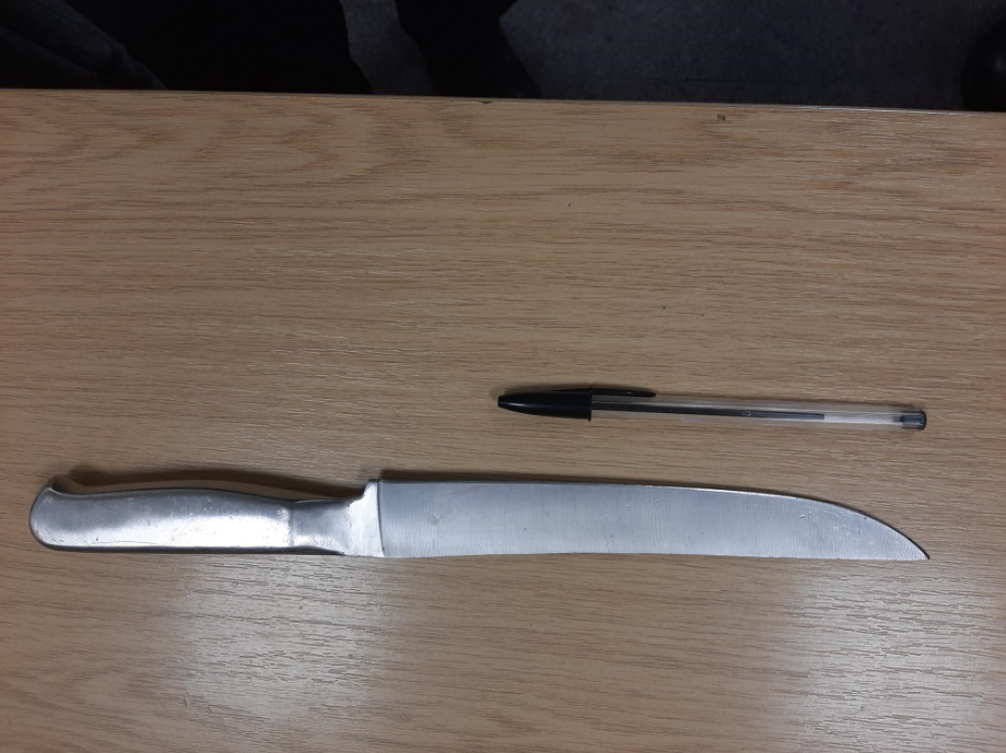 Knife removed by police from Carlo Dinardo