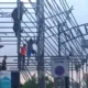 Photo doing the rounds of social media of youngsters using the scaffold at Cashino burnt out Wisbech store for climbing practice.