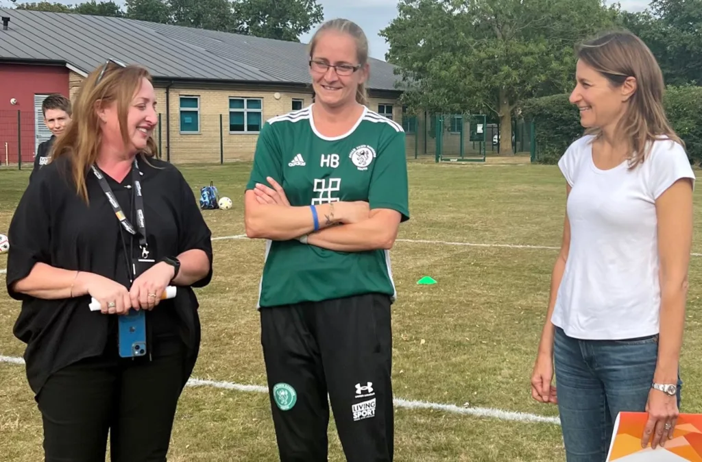 Sports minister MP Lucy Frazer catches up on progress of U16 girls training