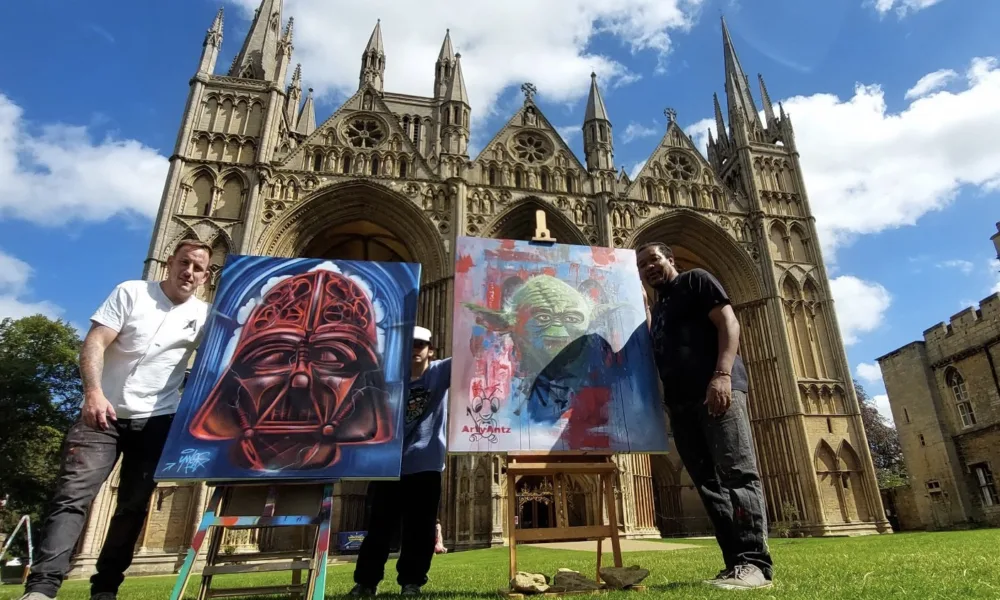 Two super-sized Star Wars paintings, each 1m x 1.3m in size and created by local artists Nathan Murdoch and Tony Nero, are to be sold by auction to support charity.