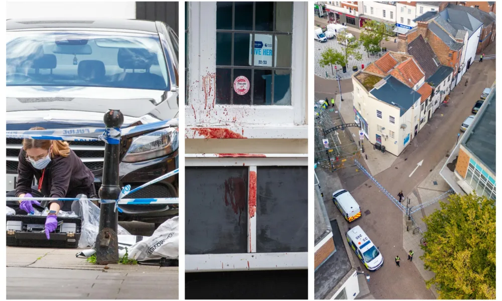 Grim scenes in Wisbech today as a cordon remained in place following a stabbing in or near The Globe public house last night. PHOTO: Terry Harris