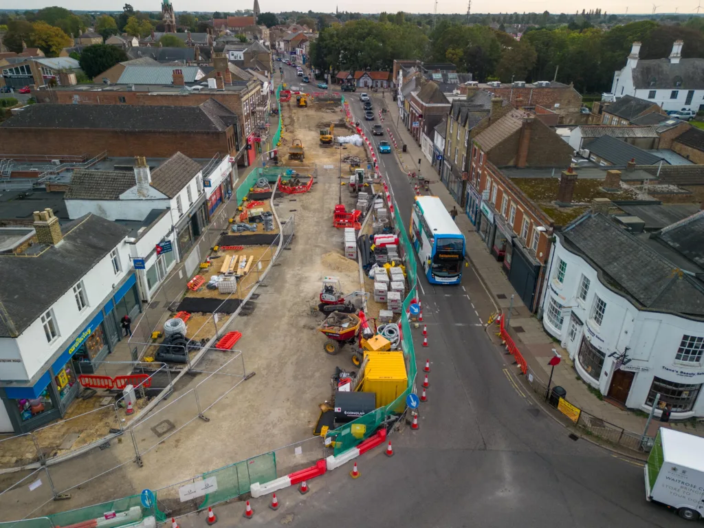 Broad Street, March, progress on a multi-million-pound regeneration; latest photos taken at the weekend show the gradual transformation under way. PHOTO: Terry Harris 