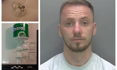 Cocaine in chewing gum pot (bottom left) sock with drugs and Isuf Quashi of Cambridge – jailed for possession with intent to supply cocaine and two other offences.