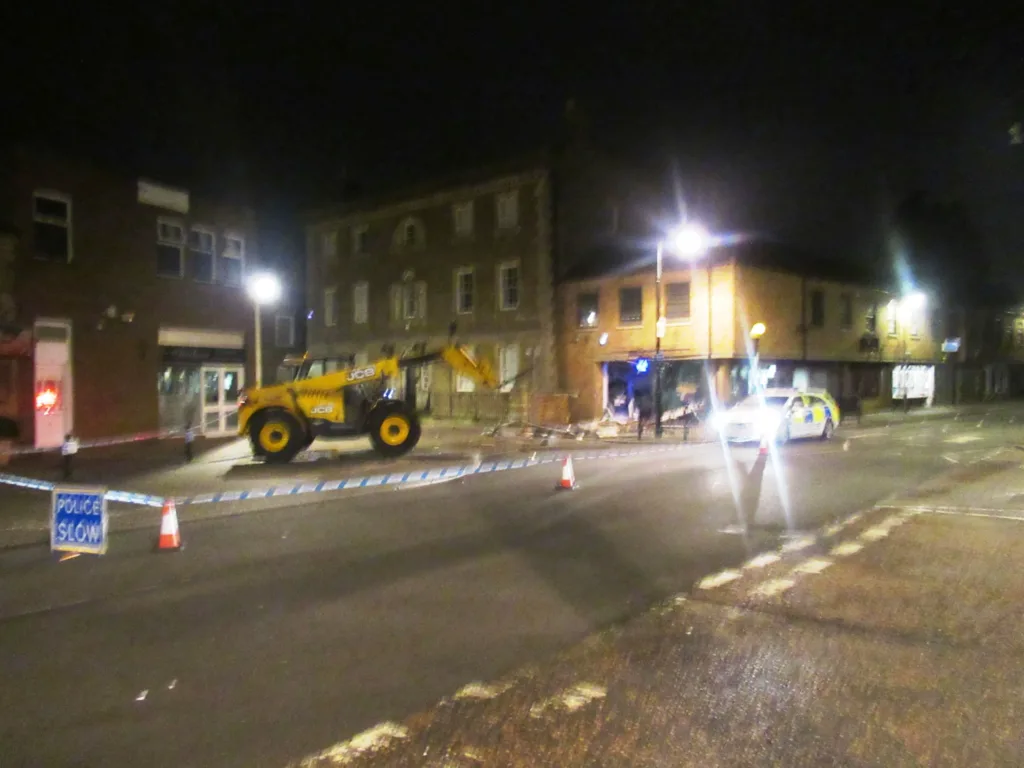 Ram raiders attacked the Nationwide Building Society, Whittlesey, in the early hours of today