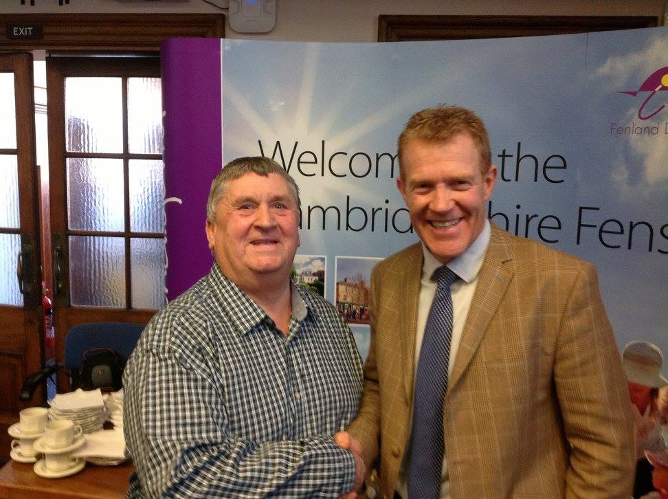 Cllr Pop Jolley in 2011 pictured with BBC Countryfile star Adam Henson at the launch of Fenland District Council’s new Cambridgeshire Fens tourism website 