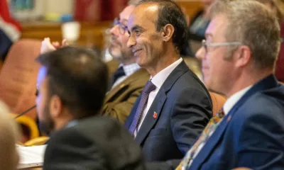 The moment Cllr Mohammed Farooq knew he had won the nomination to become leader of Peterborough City Council. PHOTO: Terry Harris