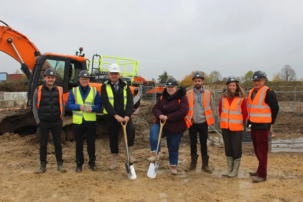 Norwood Road, March, ‘ground breaking’ ceremony for a scheme poised to bring 50 new affordable homes to the heart of March, comprising of all affordable rent properties. Completion on the site, supported by grant funding from Homes England, is expected in November 2025.