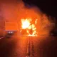 Lucky to be alive: Police photos from the horrendous A47 crash tonight involving a bus and a van which burst into flames. No one was injured.