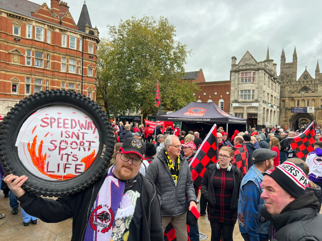 Save Our Speedway protest rally in Peterborough on Saturday November 18