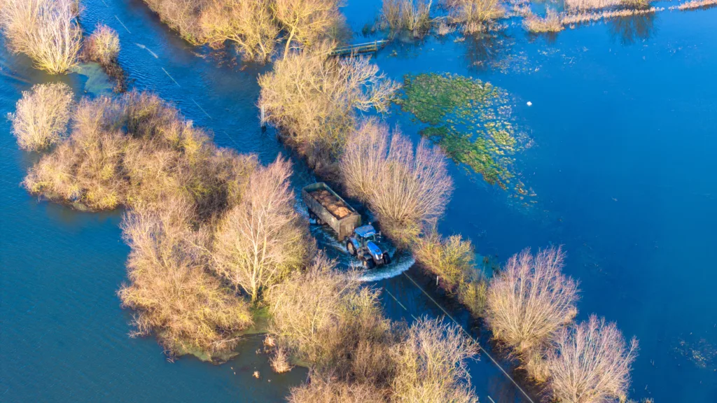 Flooded A1101 in Welney in this morning (Mon). Motorists urged to avoid.  PHOTO: Bav Media 