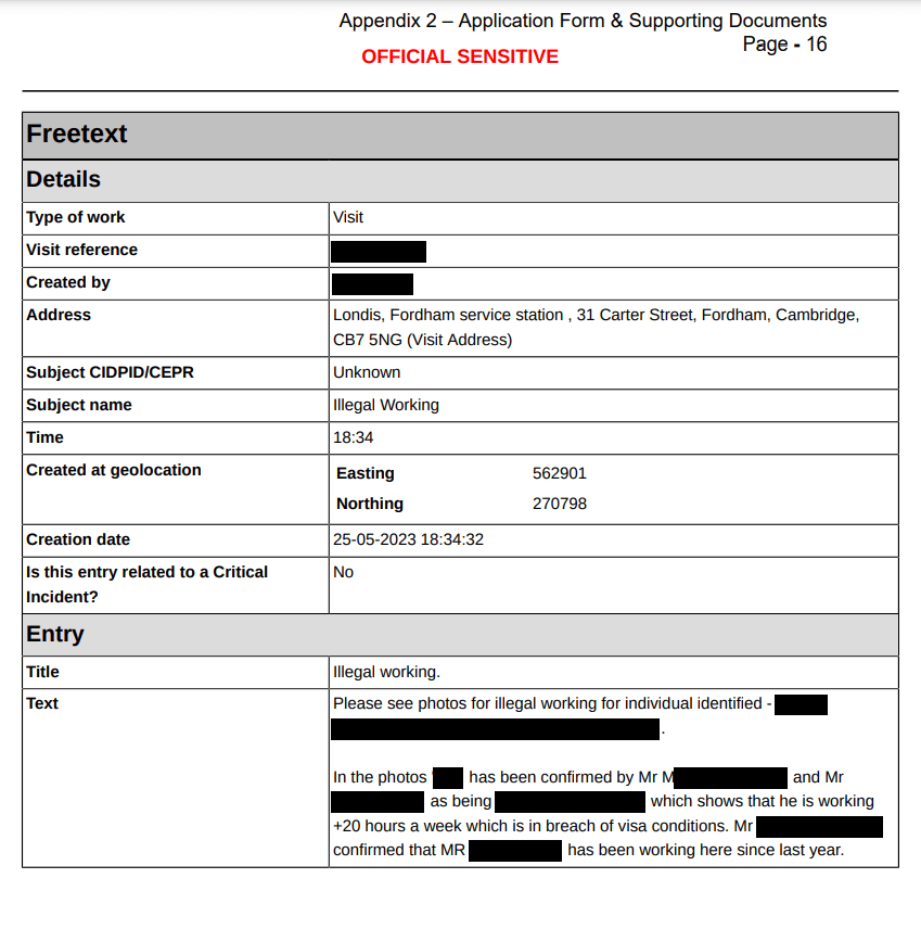 The subcommittee stripped ARUN Capital Ltd of the premises licence they hold in respect of Londis at Fordham “due to their failure to uphold and promote the licensing objective of prevention of crime and disorder”. One of the redacted documents presented to the subcommittee.