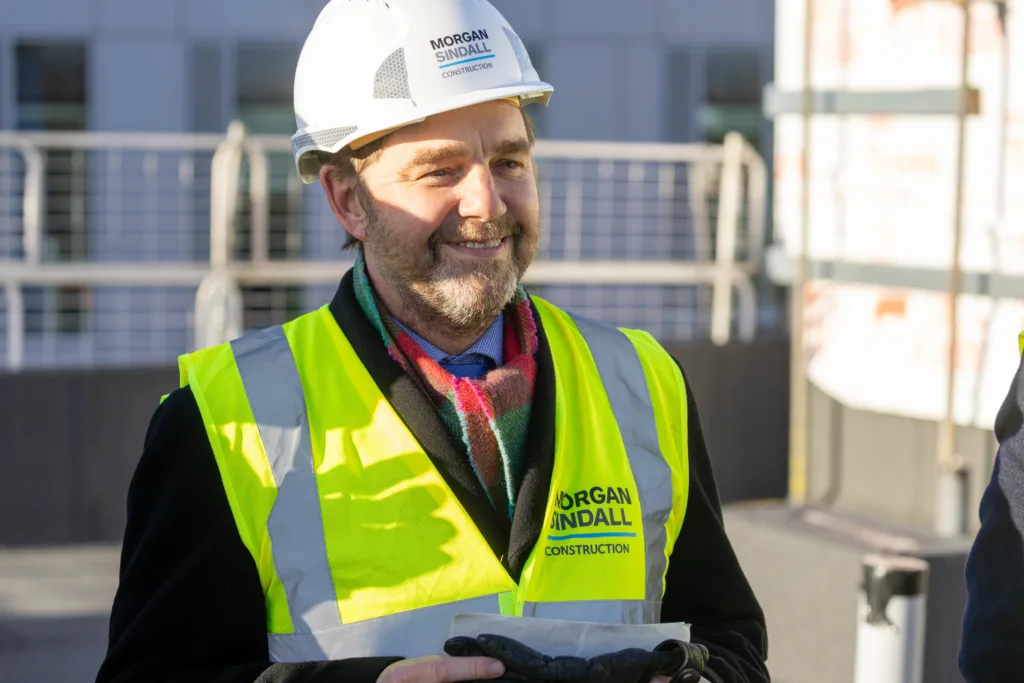 Anglian Ruskin University topping out ceremony for an extension to the Peterborough campus that will incorporate a ‘Living Lab’ public science and technology space. It will open in September. PHOTO: Terry Harris. 