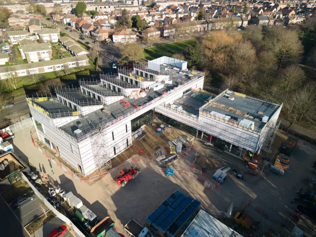 Anglian Ruskin University topping out ceremony for an extension to the Peterborough campus that will incorporate a ‘Living Lab’ public science and technology space. It will open in September. PHOTO: Terry Harris. 