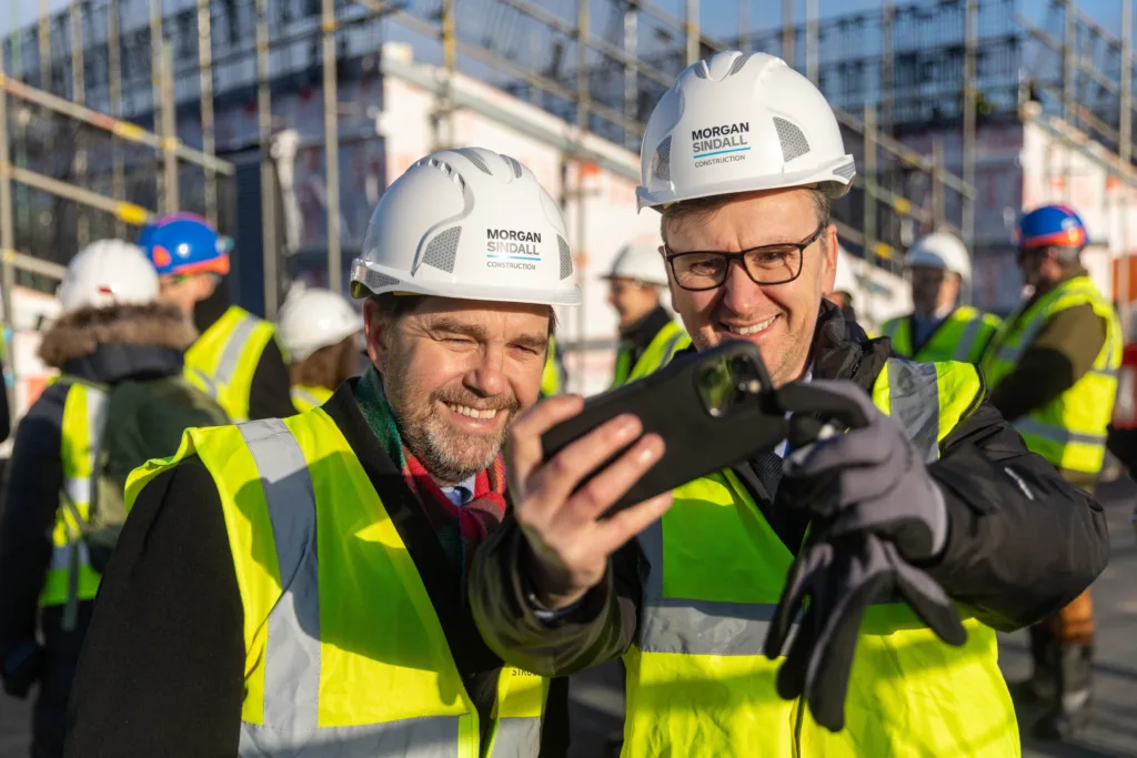 Anglian Ruskin University topping out ceremony for an extension to the Peterborough campus that will incorporate a ‘Living Lab’ public science and technology space. It will open in September. PHOTO: Terry Harris. 