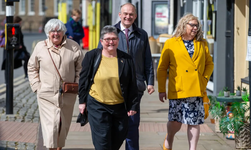 Lib Dem councillors greet party leader Sir Ed Davey on a visit to Ely last year. Picture: Terry Harris