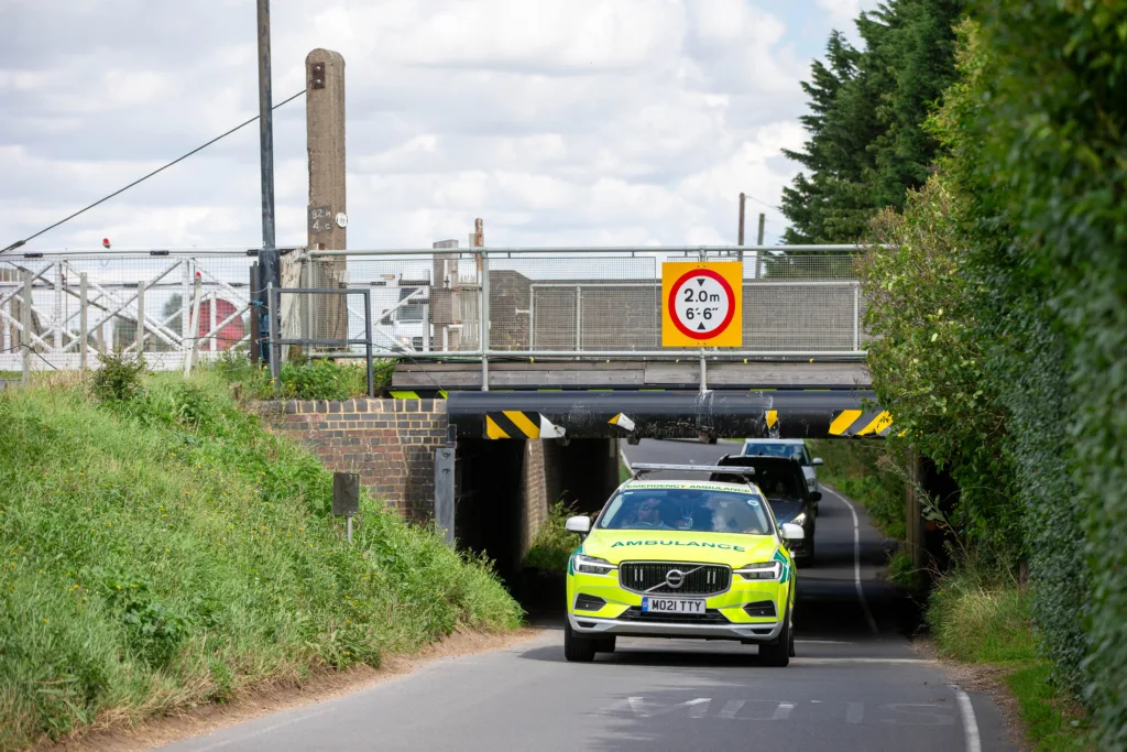 Stonea rail bridge, Cambridgeshire, still has the unenviable record of being Britain’s most bashed bridge. But at least for 2 months, following a road closure, it is spared further incidents. PHOTO: Terry Harris 