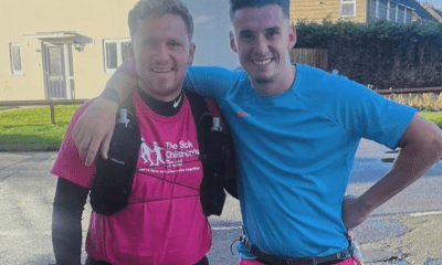 Daniel Peck (left), pictured alongside Tom Wood, one of numerous runners who supported Daniel during the 496 Challenge. Credit: Daniel Peck.  