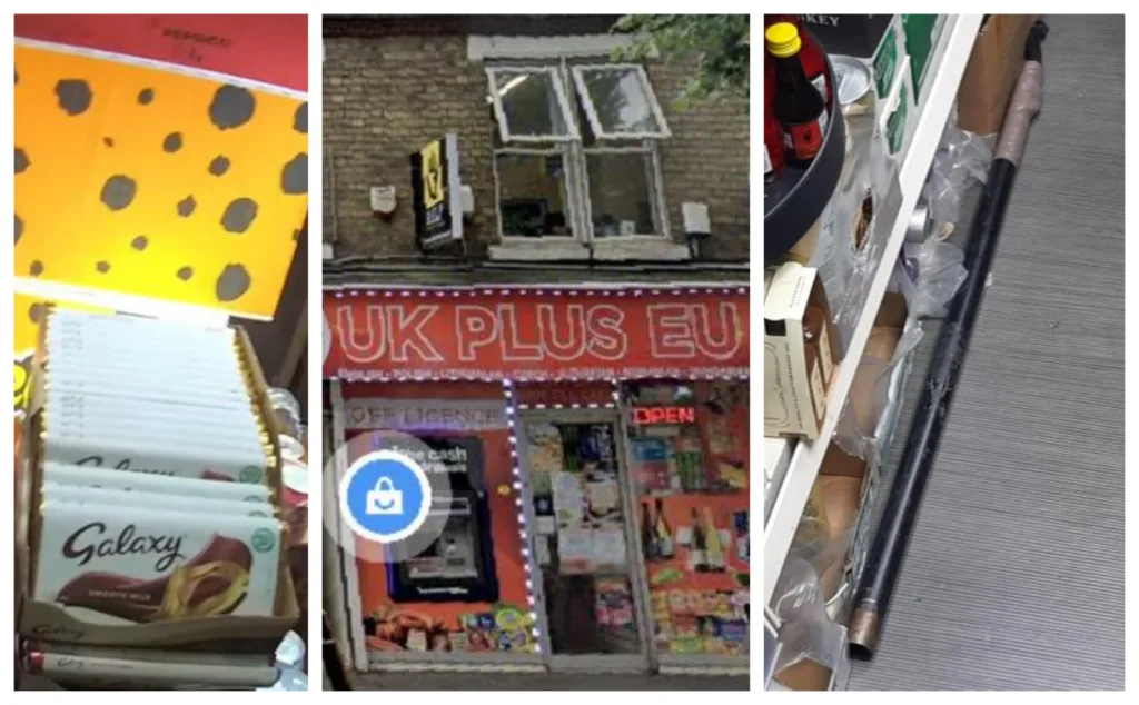 Stolen Galaxy bars found at EU Plus UK in Broadway, Peterborough, and the metal pole found there – and confiscated by police.