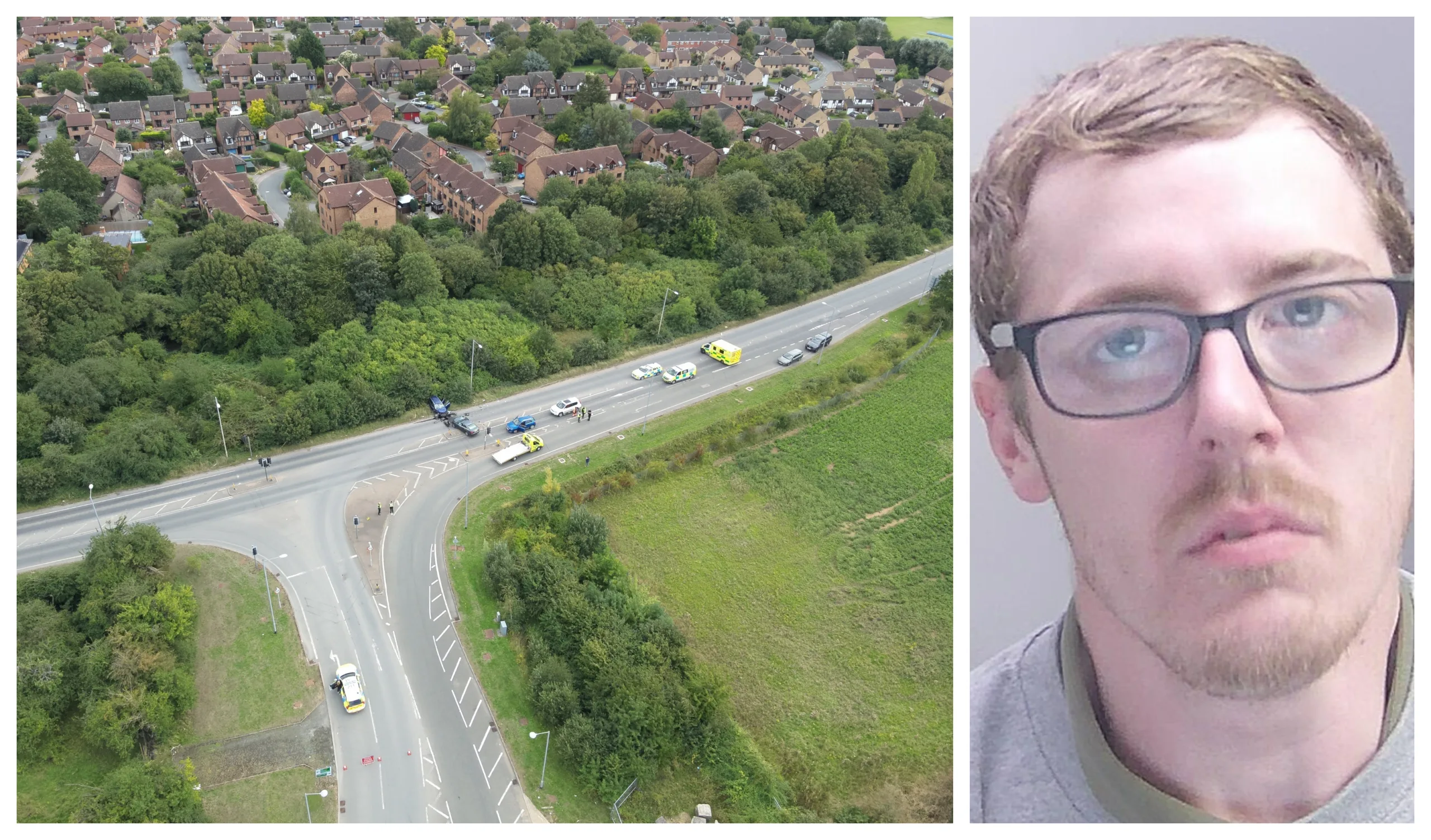 Crash scene: John Daffin, 31, of Cornfield Lane, Littleport, was overtaking vehicles along the A10 near Milton in a Blue Audi A6, at about 12.40pm on 28 August, when he crossed into the path of a Ford Focus.