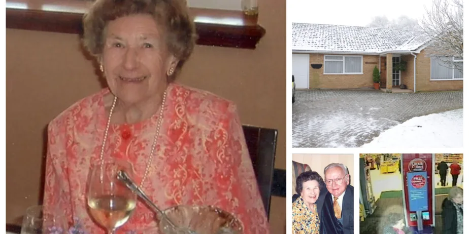 Una Crown murder probe: Photos show Una shopping, with her late husband Jack, and her bungalow home in Wisbech.