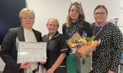 Volunteer Jet Watts receives a posthumous Outstanding Achievement Award in honour of her late husband Paul, with Rapid Responder Helen Gillies, daughter Clare Watts and Chief Nurse Jo Bennis.