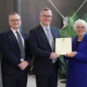 Cllr Mac McGuire's wife and daughters receiving the Honorary Alderman award (left to right): Catherine McGuire, Stephen Moir, Cllr Sebastian Kindersley, Viv McGuire, Michelle Sowman).